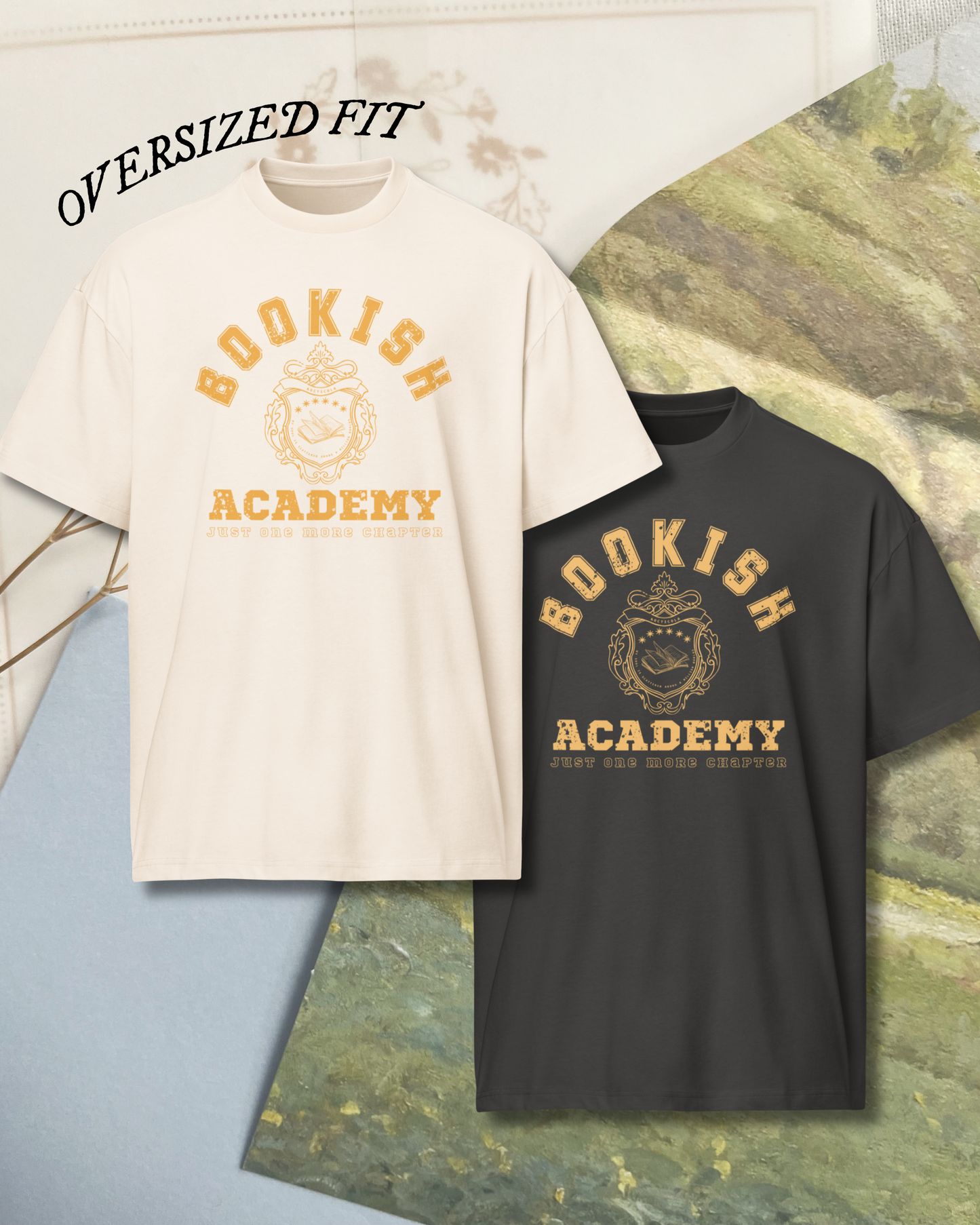 Boxy Bookish Academy Tee - Oversized