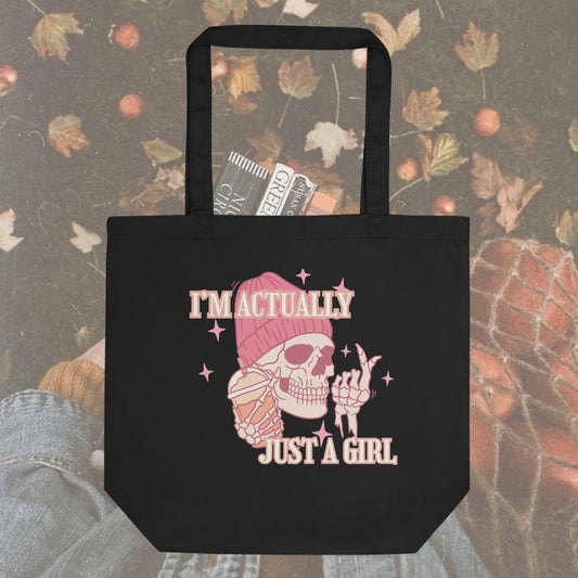 Just a Girl Skeleton Tote