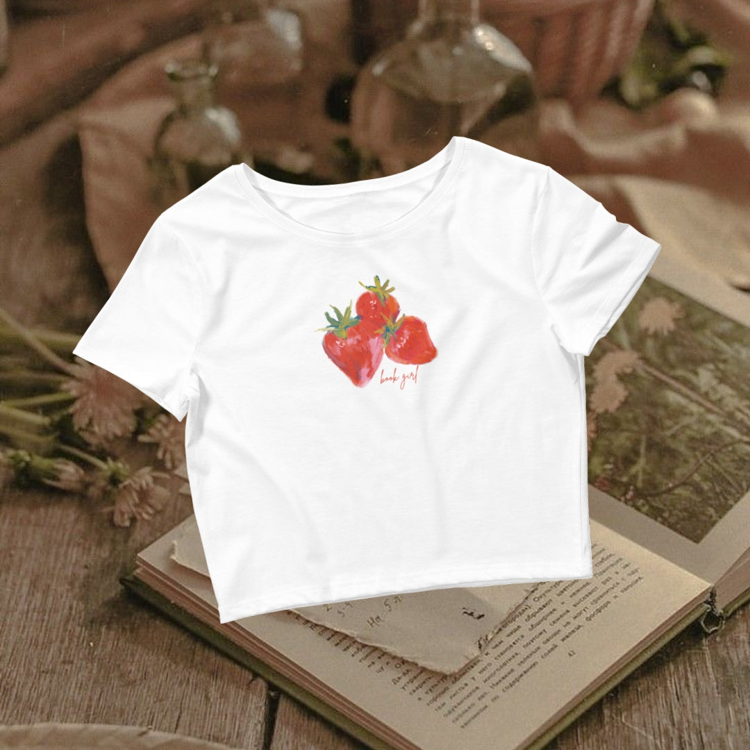 Strawberry Book Girl Baby Tee