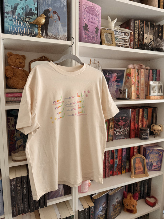 Rainbow Read More Books Boxy Oversized Tee