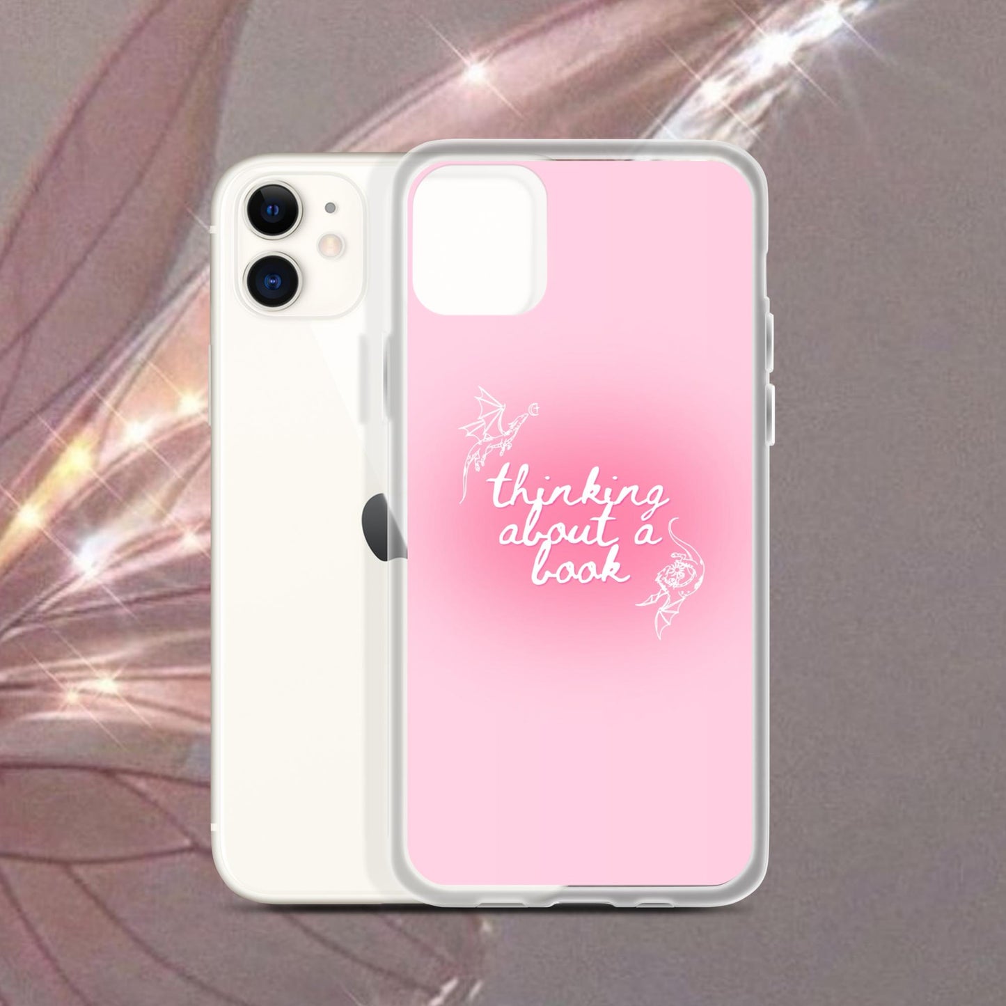 Thinking About a Book Pink Dragon Phone Case