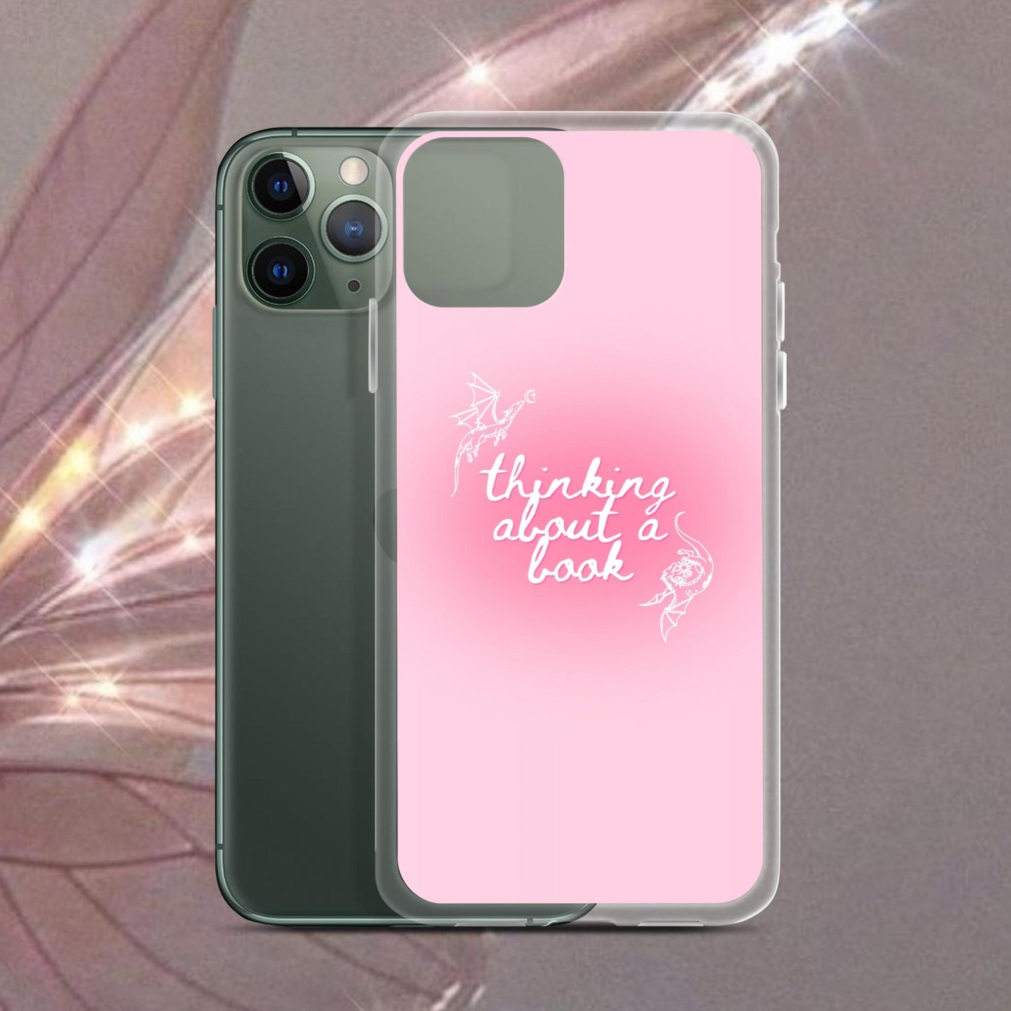 Thinking About a Book Pink Dragon Phone Case