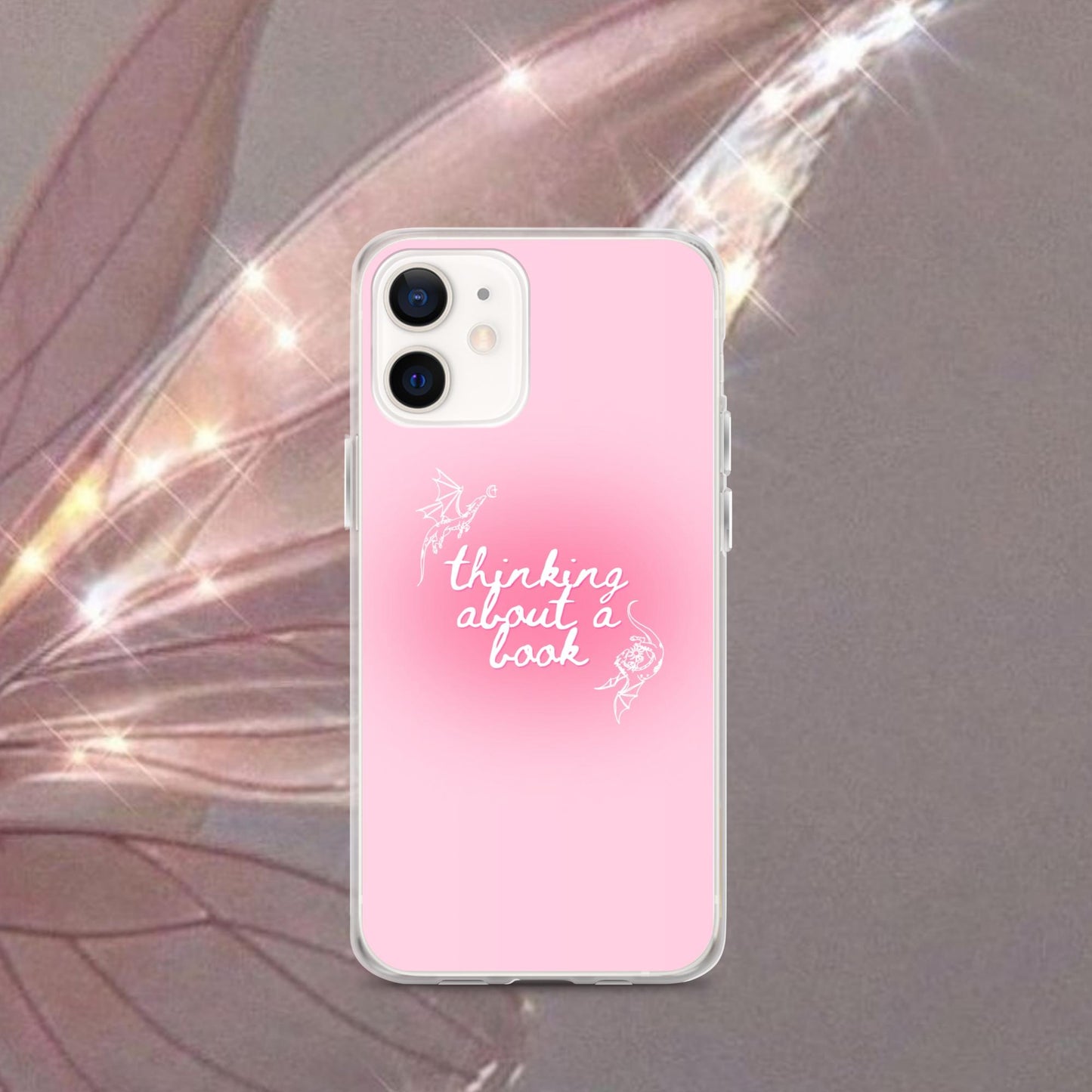 Thinking About a Book Pink Dragon Phone Case