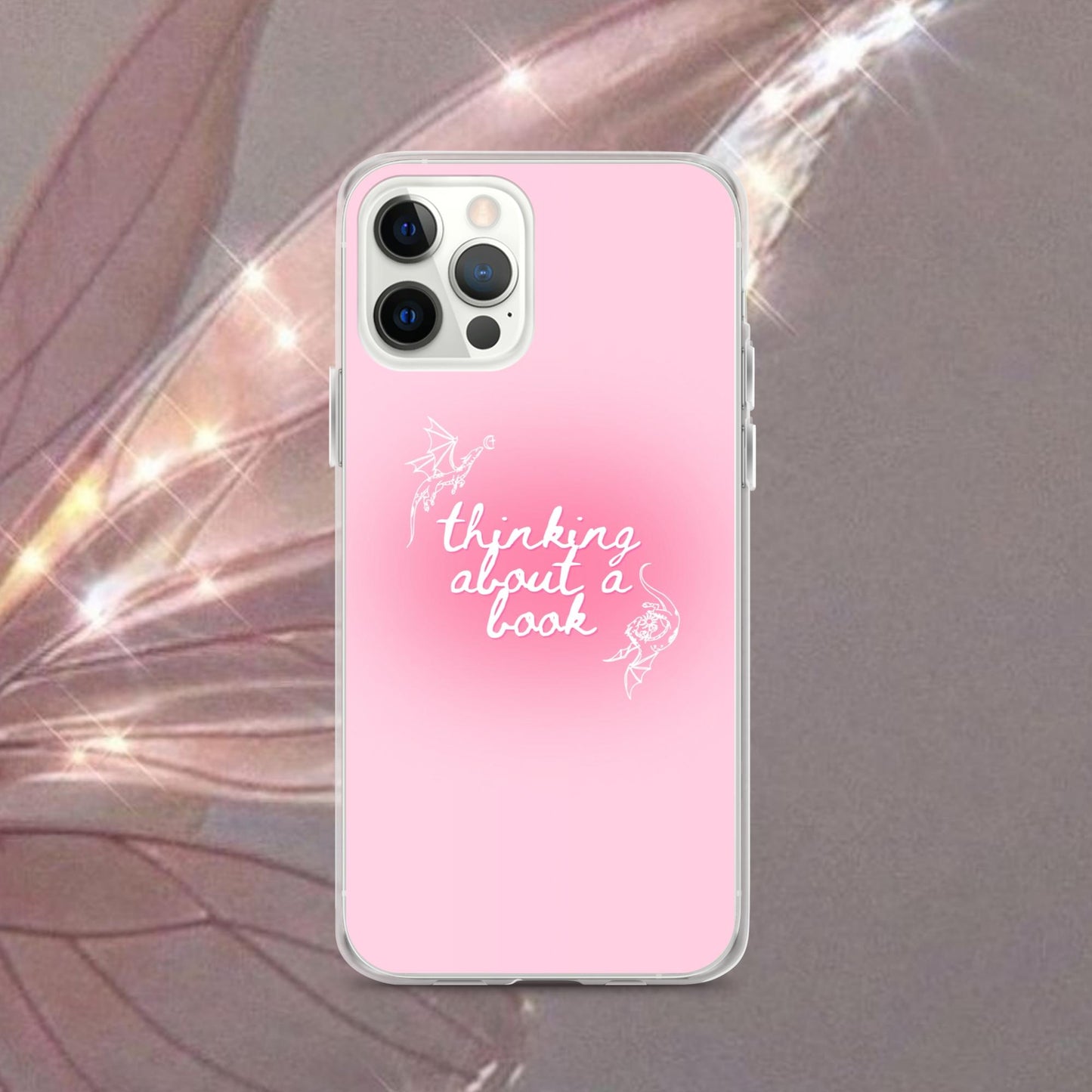 Thinking About a Book Pink Dragon Phone Case