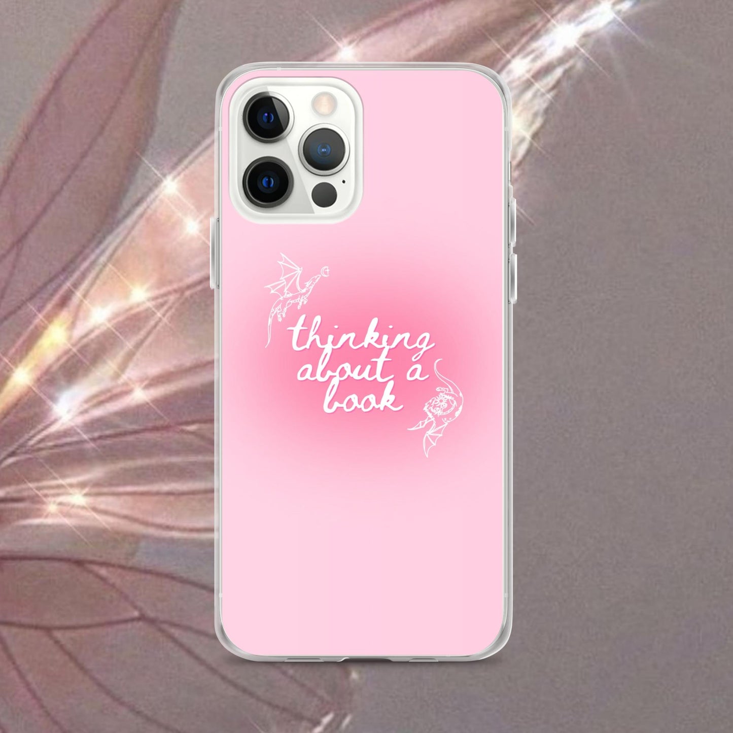 Thinking About a Book Pink Dragon Phone Case