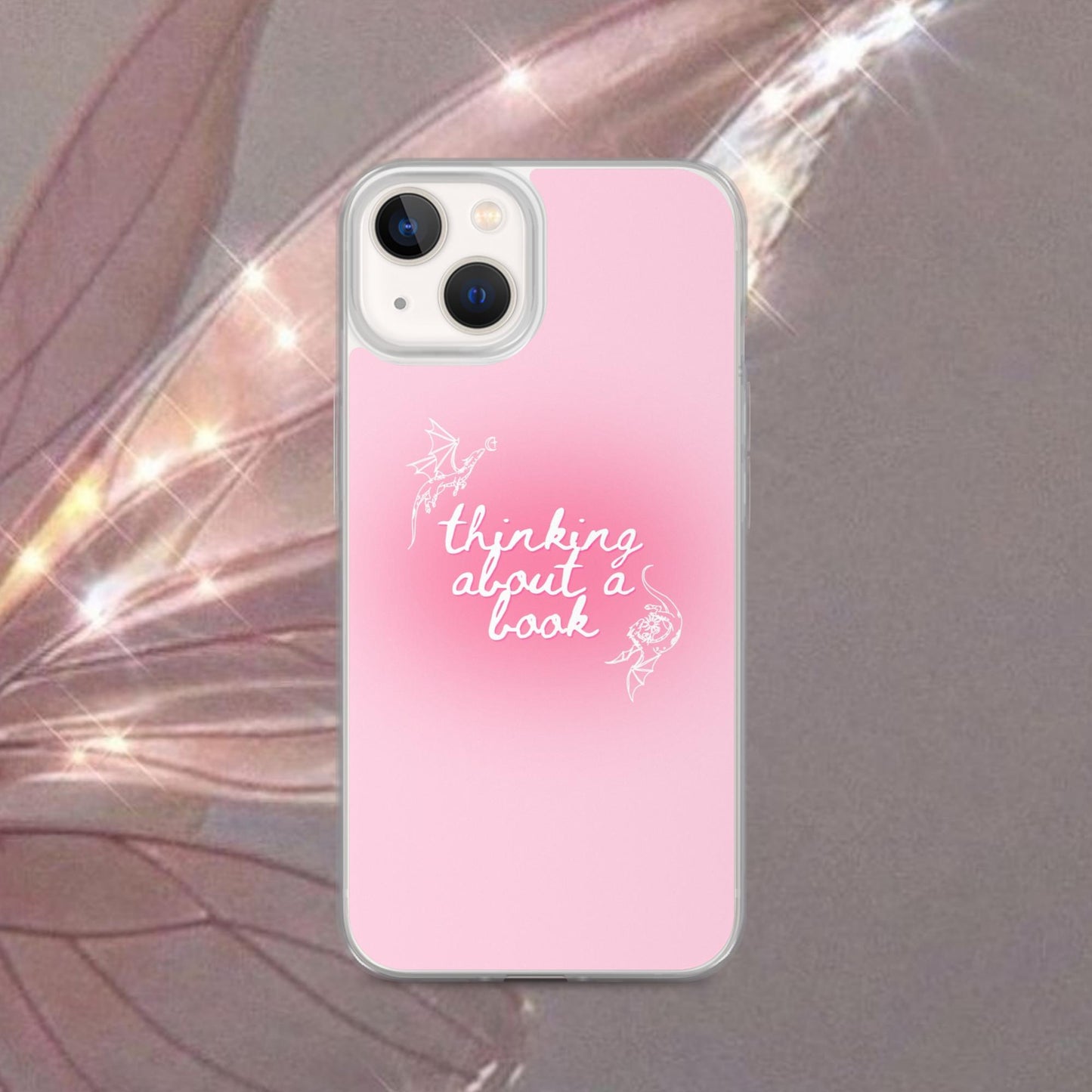 Thinking About a Book Pink Dragon Phone Case