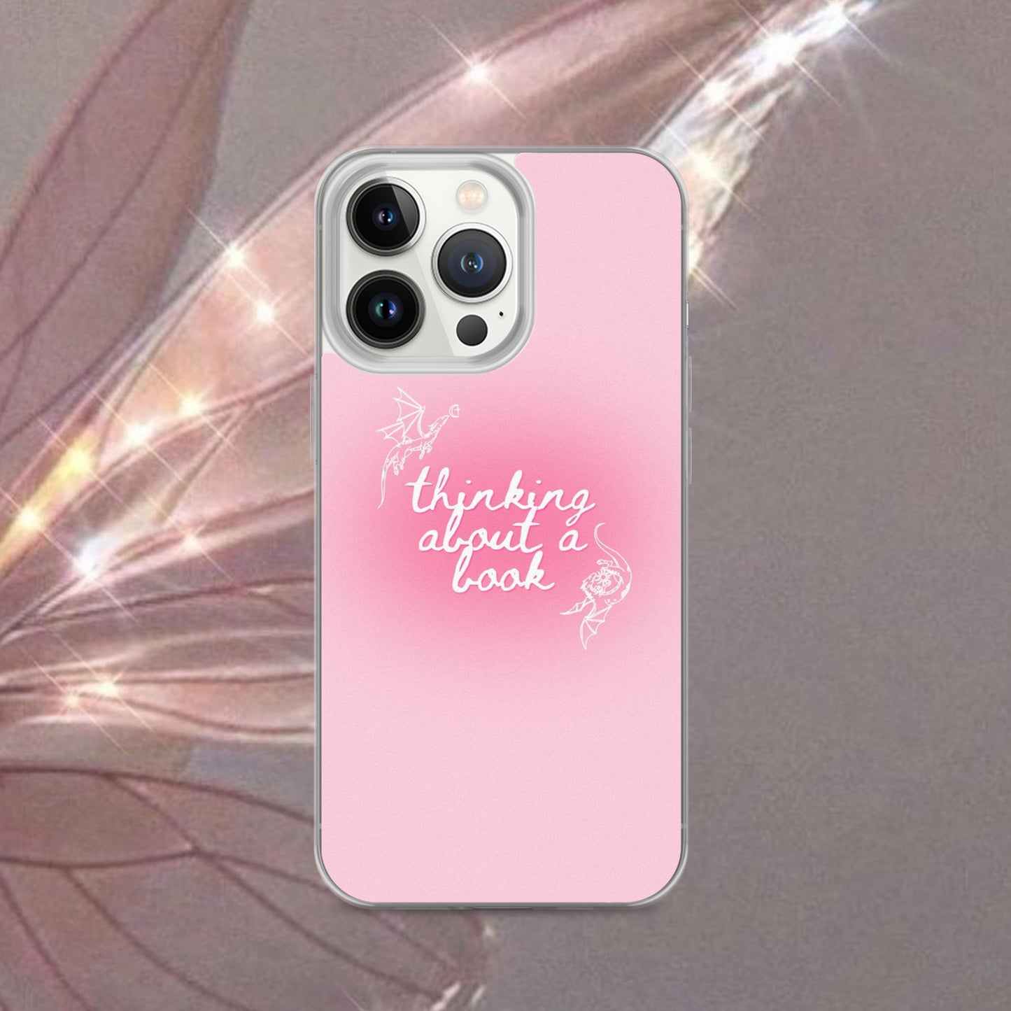 Thinking About a Book Pink Dragon Phone Case