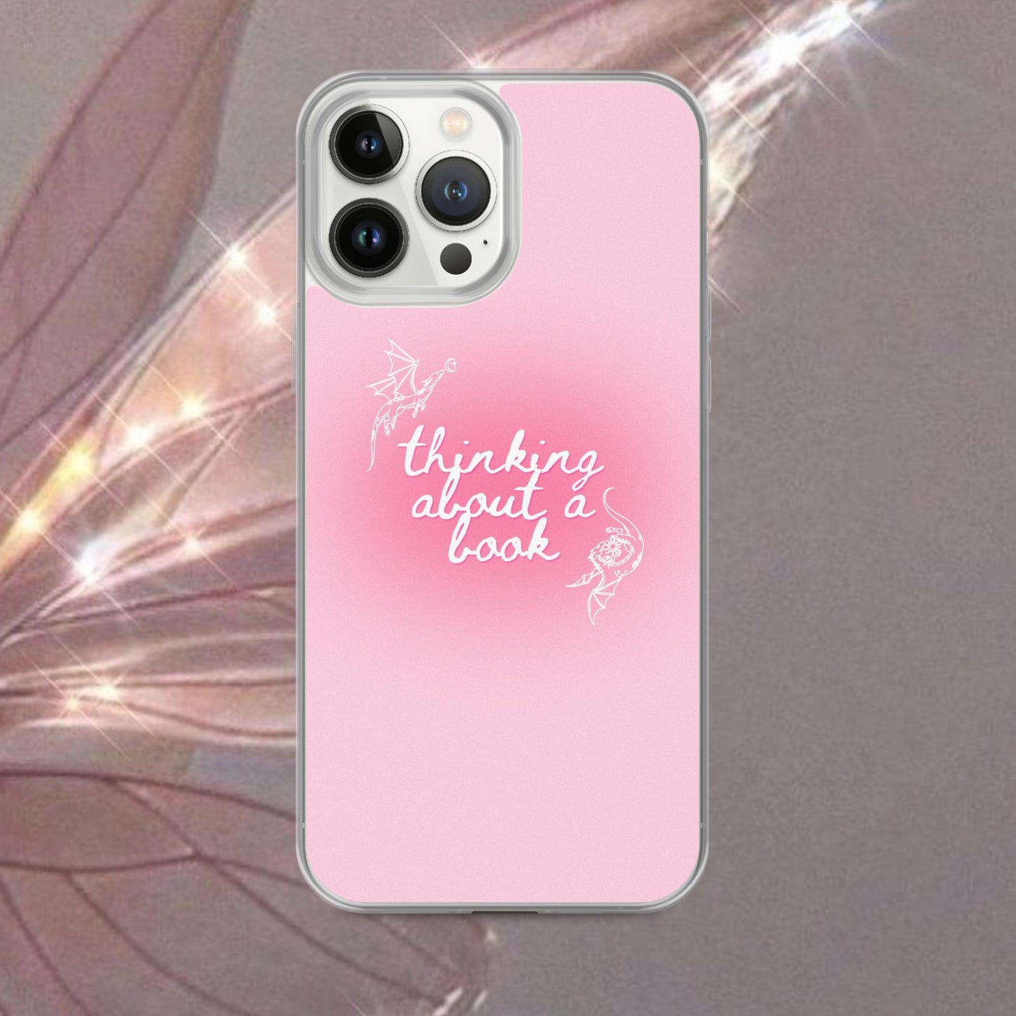 Thinking About a Book Pink Dragon Phone Case