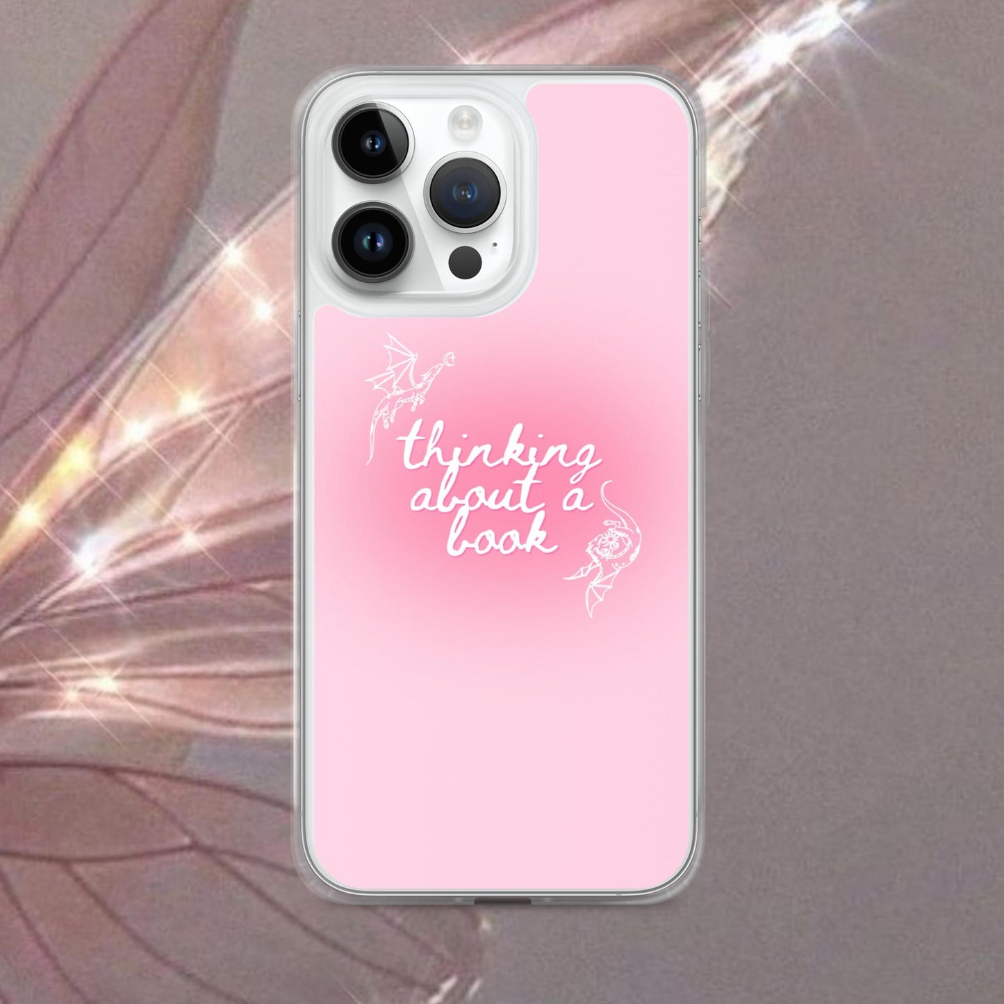 Thinking About a Book Pink Dragon Phone Case