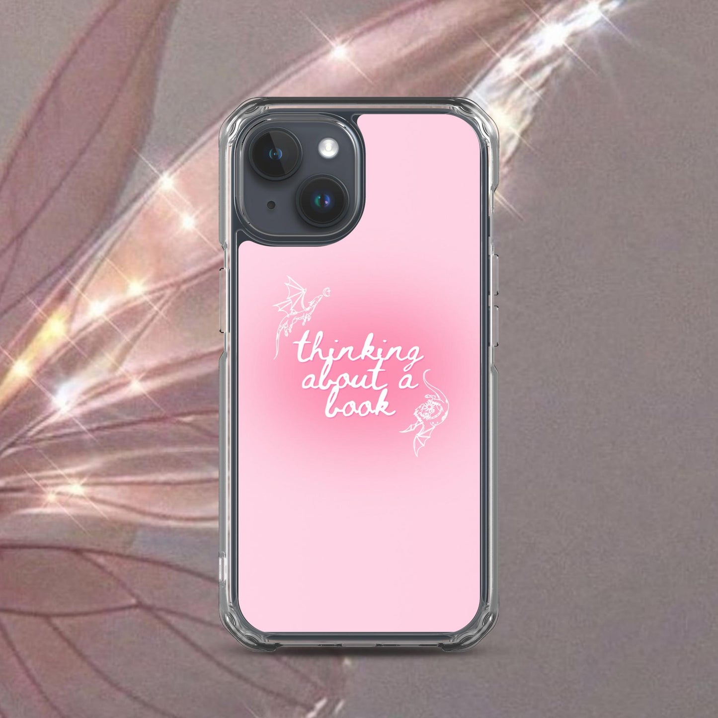 Thinking About a Book Pink Dragon Phone Case