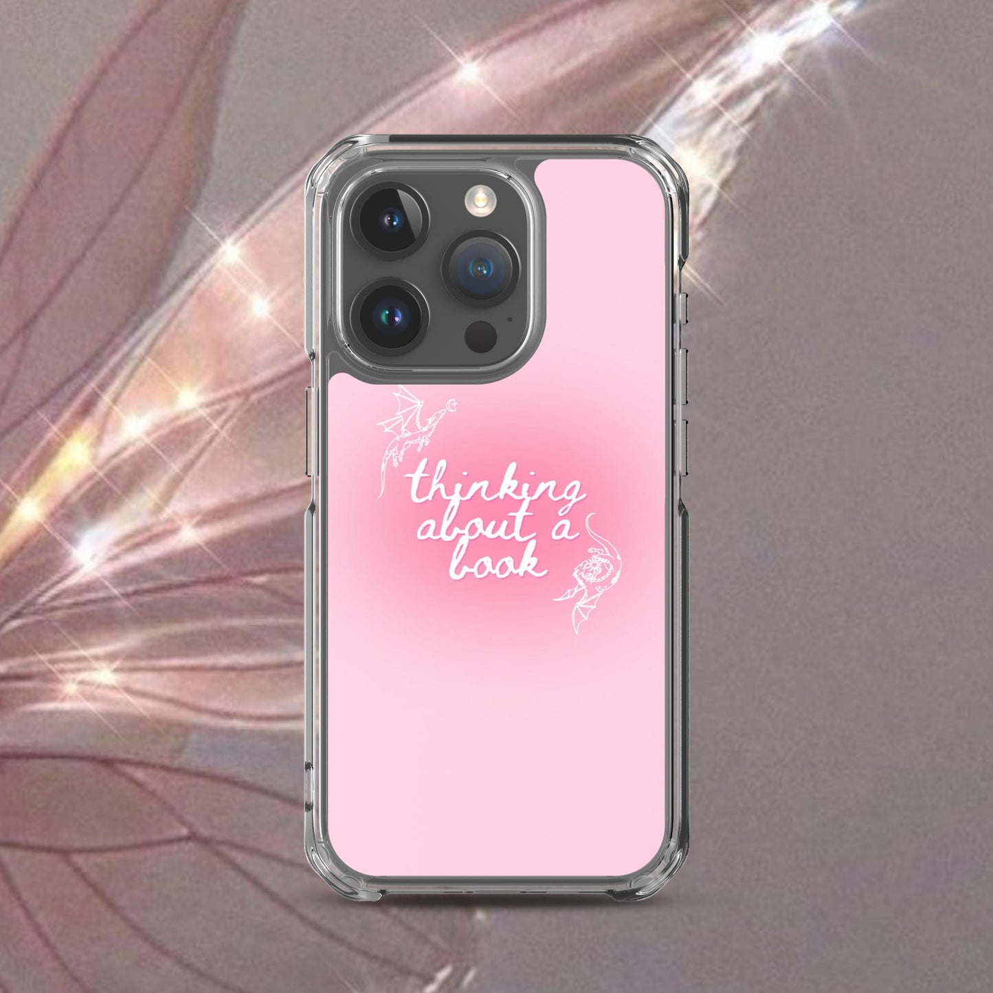 Thinking About a Book Pink Dragon Phone Case