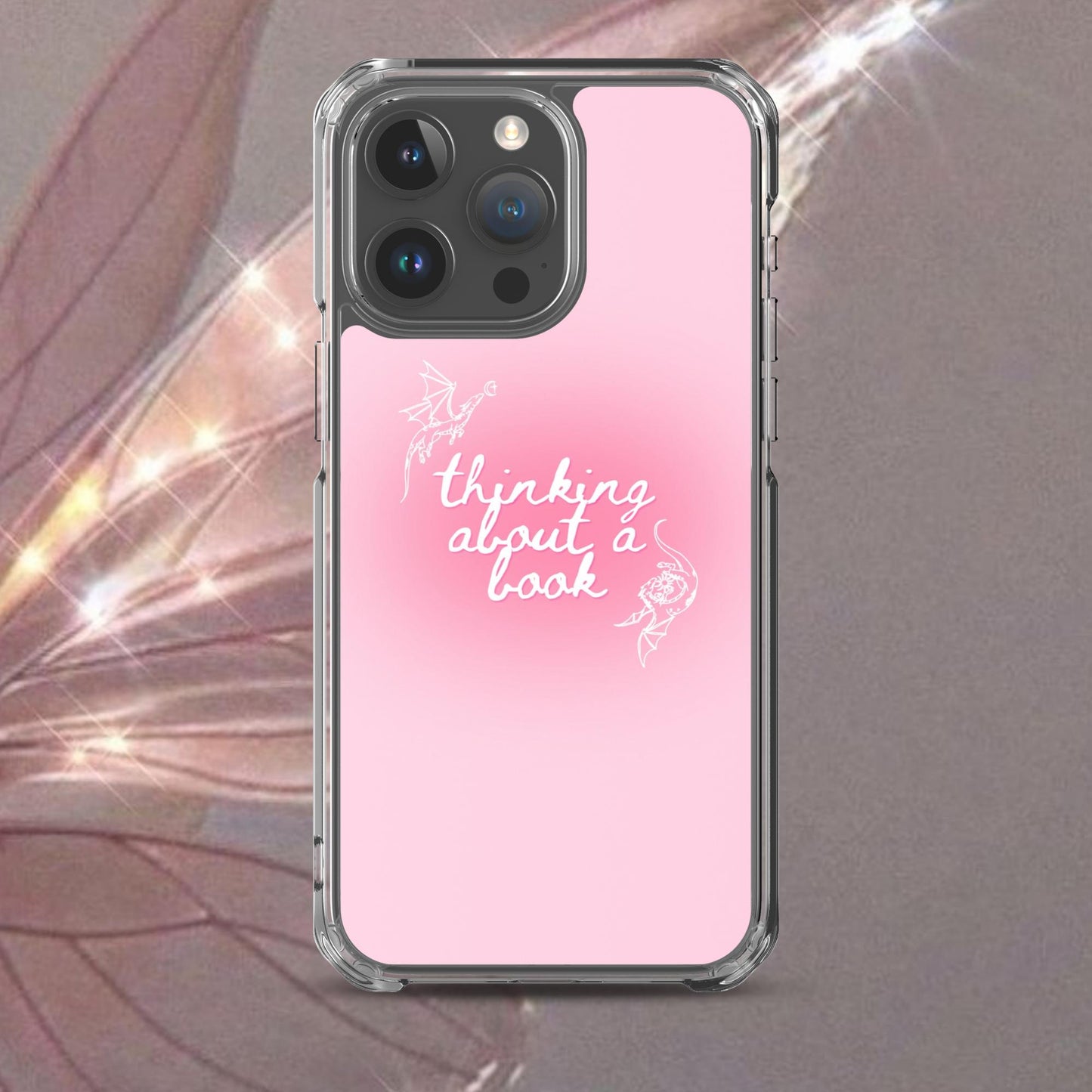 Thinking About a Book Pink Dragon Phone Case