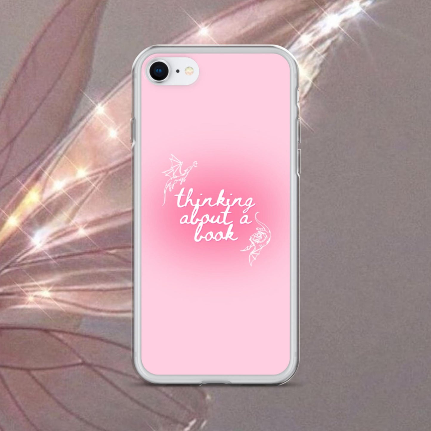 Thinking About a Book Pink Dragon Phone Case