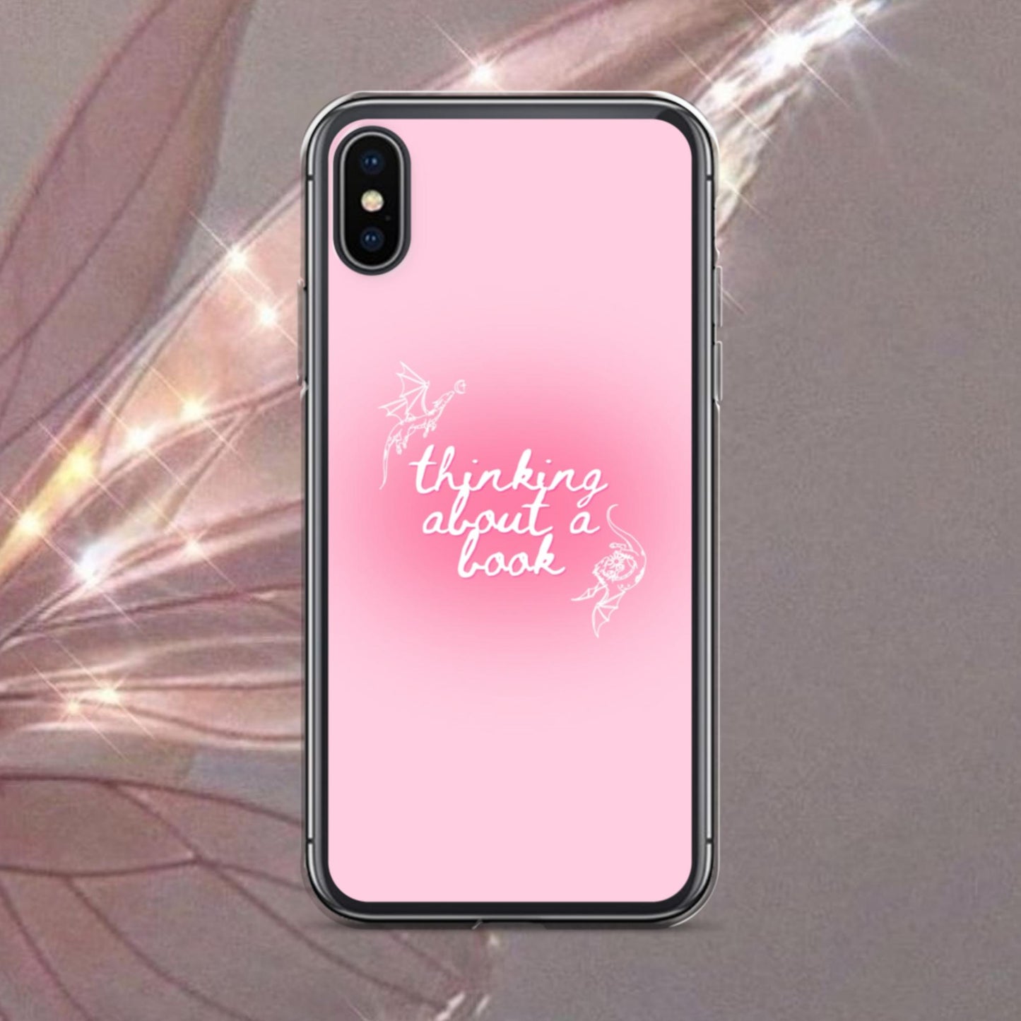 Thinking About a Book Pink Dragon Phone Case