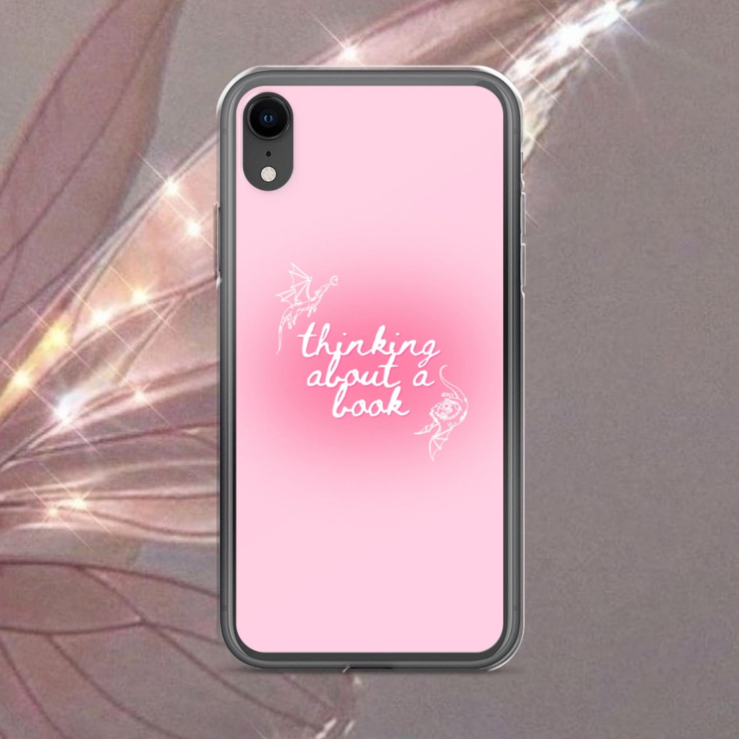 Thinking About a Book Pink Dragon Phone Case